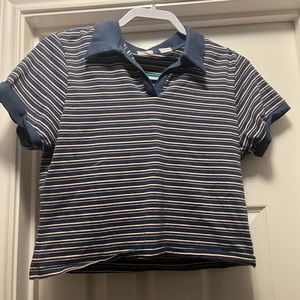 Levi’s Striped collared cropped tee